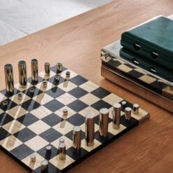 Famiglia Modern Stainless Steel Chess Set -Optimal Furniture Store CB2FA22 PR GF 07A 051