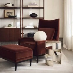 Embassy Bronze Brown Velvet Lounge Chair 314 And Ottoman 310 -Optimal Furniture Store CB2FA23 15A 035 V1