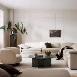 Muir White Boucle Swivel Chair -Optimal Furniture Store CB2FA23 42A V2