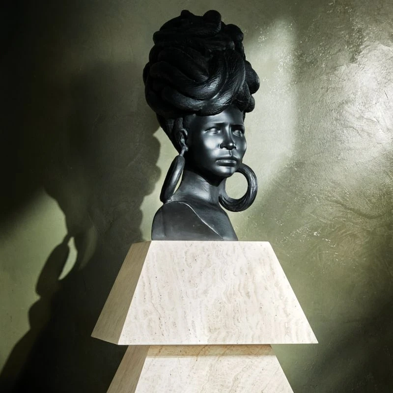 Weaver Bird Black Fiber Clay Bust 7 Weaver Bird Black Fiber Clay Bust - Image 7