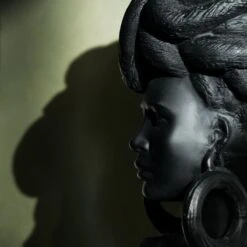 Weaver Bird Black Fiber Clay Bust 15 Weaver Bird Black Fiber Clay Bust -Optimal Furniture Store CB2FA23 BID 09 Det 2017