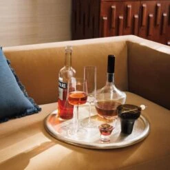 Piero Round Polished Stainless Steel Serving Tray -Optimal Furniture Store CB2HOL22 11C hero