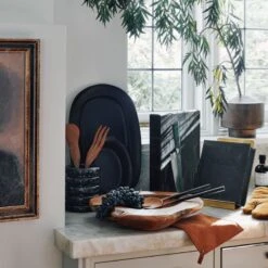 Sculpt Terracotta Large Black Platter -Optimal Furniture Store CB2HOL22 20A Hero 1