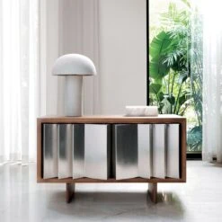 Kibo Steel And Oak Wood Media Console 42.5'' -Optimal Furniture Store CB2SP22 06B