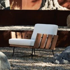 Seahaven Teak Outdoor Lounge Chair With Sand Perennials® Cushions -Optimal Furniture Store CB2SP22 LF 2B V1