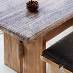 Lupine Teak Outdoor Dining Bench With Sunbrella ® Cushion -Optimal Furniture Store CB2SP22 LF 8B RES detail1