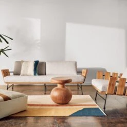 Seahaven Teak Outdoor Lounge Chair With Sand Perennials® Cushions -Optimal Furniture Store CB2SP22 LF PR 01A