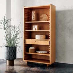 Ventura White Oak Bookcase -Optimal Furniture Store CB2SP22 LF PR 04A