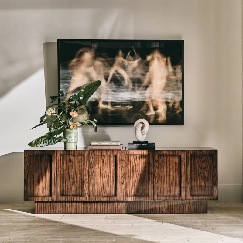 Shutter High-Gloss Walnut Wood Media Console 2 Shutter High-Gloss Walnut Wood Media Console - Image 2