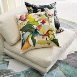 Floating Floral Silk Throw Pillow With Down Alternative Insert 23'' -Optimal Furniture Store CB2SP23 PR 09A hero