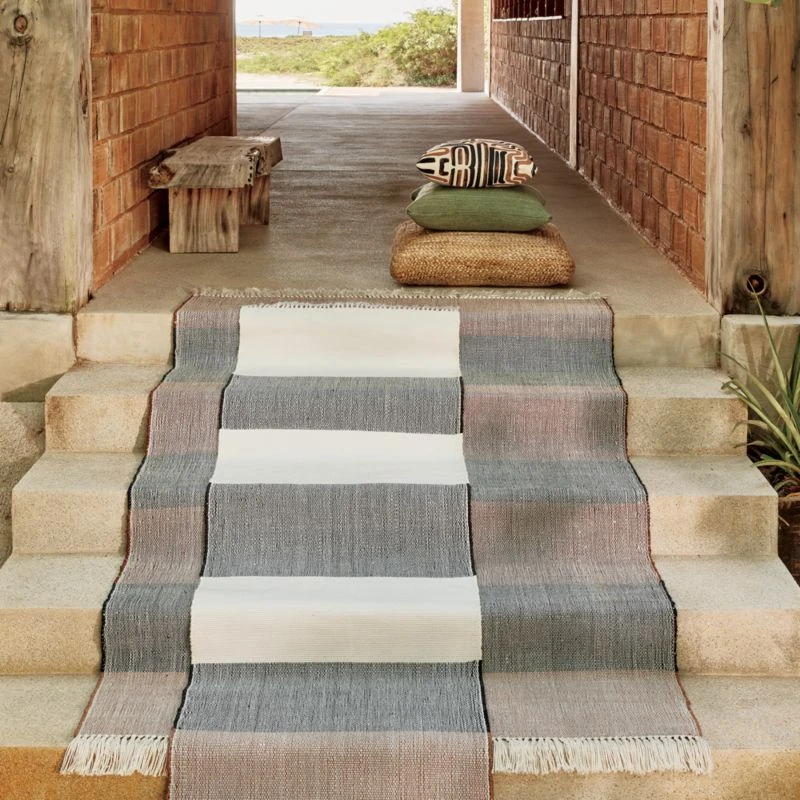 Kelso Brown And Blue Stripe Indoor/Outdoor Area Rug 5'x8' 5 Kelso Brown And Blue Stripe Indoor/Outdoor Area Rug 5'x8' - Image 5