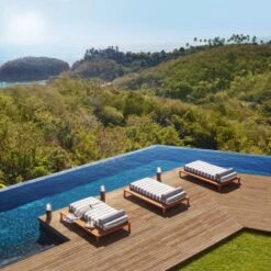 Rollie Teak Outdoor Daybed With Striped Sunbrella® Cushion -Optimal Furniture Store CB2SU23 FC2 CP V1 RET