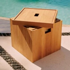Giacomo Teak Storage Bin -Optimal Furniture Store CB2SU23 RC 02E HERO
