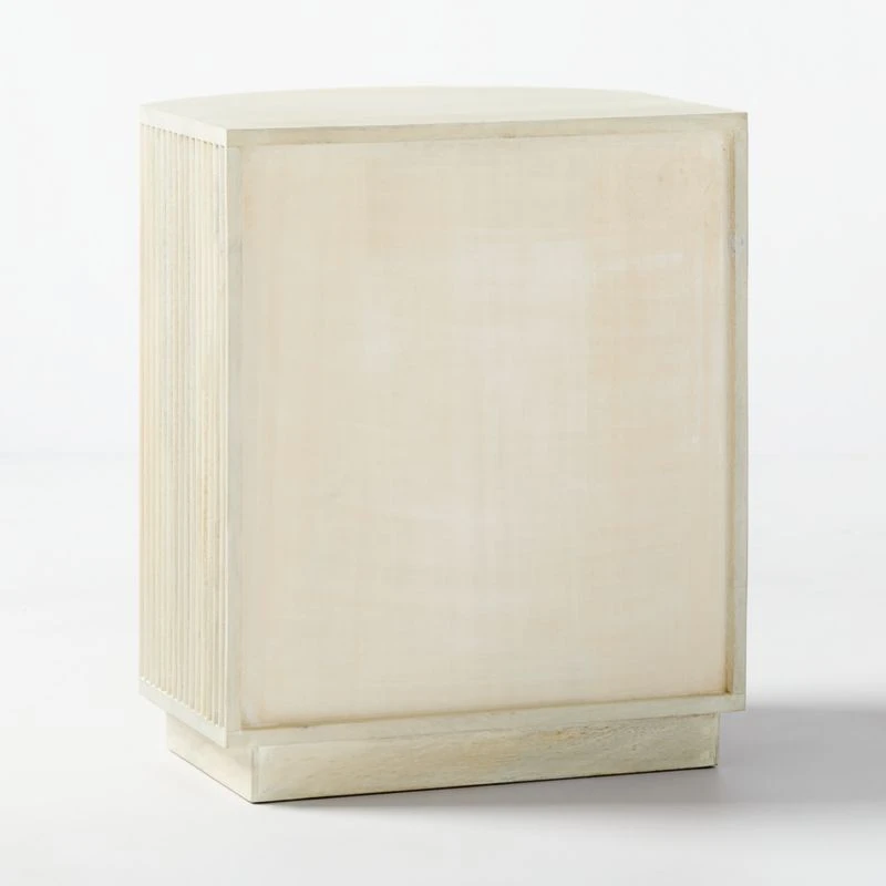 Cameo Curved Whitewashed Wood Nightstand With Drawer 9 Cameo Curved Whitewashed Wood Nightstand With Drawer - Image 9