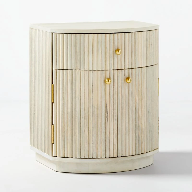 Cameo Curved Whitewashed Wood Nightstand With Drawer 6 Cameo Curved Whitewashed Wood Nightstand With Drawer - Image 6