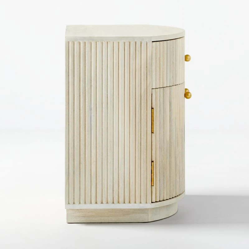 Cameo Curved Whitewashed Wood Nightstand With Drawer 8 Cameo Curved Whitewashed Wood Nightstand With Drawer - Image 8