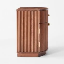 Cameo Curved Midtone Acacia Wood Nightstand -Optimal Furniture Store CameoMidtoneNightstandSDSSF23
