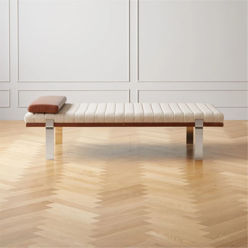 Canale Boucle And Leather Upholstered Daybed 1 Canale Boucle And Leather Upholstered Daybed