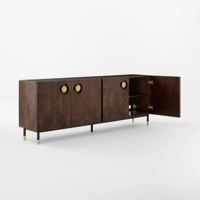 Carbon Brown Burl Wood Media Console 6 Carbon Brown Burl Wood Media Console - Image 6