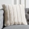 Channel Off-White Faux Fur Throw Pillow With Down-Alternative Insert 18"