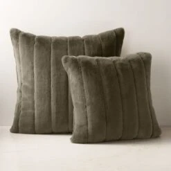Channel Moss Green Faux Fur Throw Pillow With Down-Alternative Insert 18'' -Optimal Furniture Store ChannelFxFurCollectionFHF23