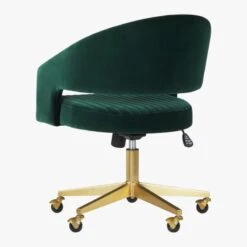 Channel Green Velvet Office Chair -Optimal Furniture Store ChannelGrnVlvtOffcChair3QBF19