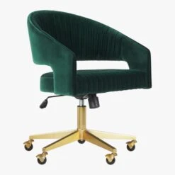 Channel Green Velvet Office Chair -Optimal Furniture Store ChannelGrnVlvtOffcChair3QF19