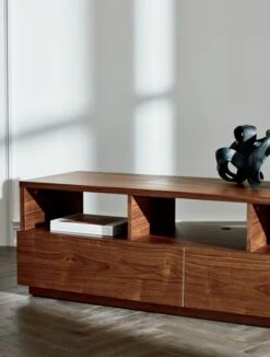 Black Aluminum Ribbon Table Sculpture -Optimal Furniture Store ChillWalnutWoodLargeMediaJN20