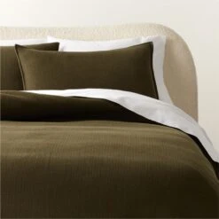 Ciebon Organic Cotton Dark Green Duvet Cover And Pillow Shams