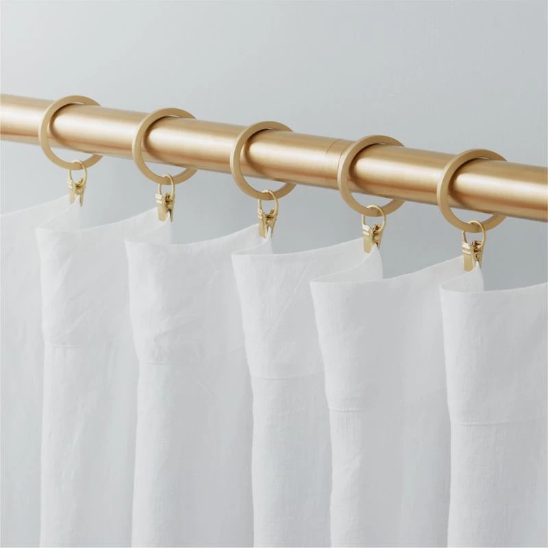 Brushed Brass Curtain Rings With Clips Set Of 9 2 Brushed Brass Curtain Rings With Clips Set Of 9 - Image 2