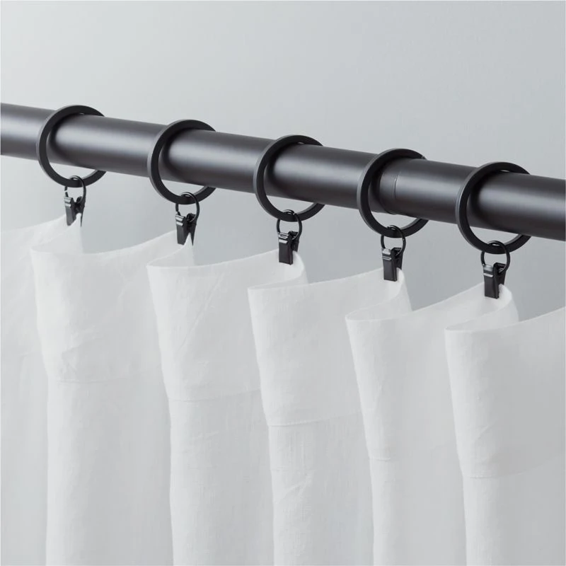 Matte Black Curtain Rings With Clips Set Of 9 2 Matte Black Curtain Rings With Clips Set Of 9 - Image 2