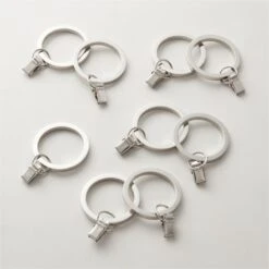Polished Nickel Curtain Rings With Clips Set Of 9
