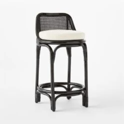 Coba Black Rattan Counter Stool Set Of 2 -Optimal Furniture Store CobaCaneCounterStool3QSSF22