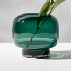 Coco Round Forest Green Glass Hurricane Candle Holder Small -Optimal Furniture Store CocoFrstGrnSmlGlsHrrcnAV2SHS22