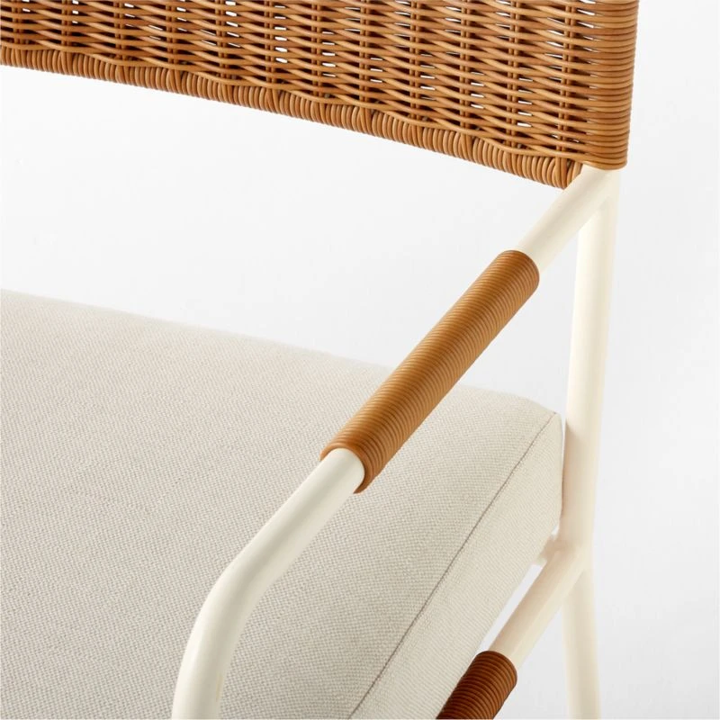 Colombe Ivory Metal And Rattan Outdoor Dining Armchair With Ivory Sunbrella® Cushion 8 Colombe Ivory Metal And Rattan Outdoor Dining Armchair With Ivory Sunbrella® Cushion - Image 8