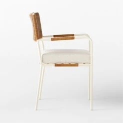 Colombe Ivory Metal And Rattan Outdoor Dining Armchair With Ivory Sunbrella® Cushion 13 Colombe Ivory Metal And Rattan Outdoor Dining Armchair With Ivory Sunbrella® Cushion -Optimal Furniture Store ColombeBlancDiningChairSDSSS23