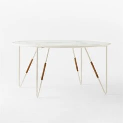 Colombe Round Ivory Metal Outdoor Dining Table With Glass Top -Optimal Furniture Store ColombeBlancDiningTable3QSSS23