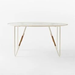Colombe Round Ivory Metal Outdoor Dining Table With Glass Top -Optimal Furniture Store ColombeBlancDiningTableSOSSS23