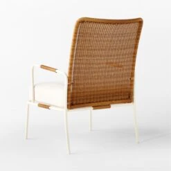 Colombe Ivory Metal And Rattan Outdoor Lounge Chair With Ivory Sunbrella® Cushions -Optimal Furniture Store ColombeBlancLoungeChair3QBSSS23