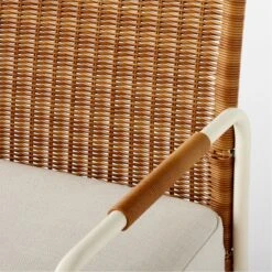 Colombe Ivory Metal And Rattan Outdoor Lounge Chair With Ivory Sunbrella® Cushions -Optimal Furniture Store ColombeBlancLoungeChairAVSSS23