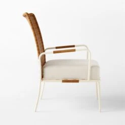 Colombe Ivory Metal And Rattan Outdoor Lounge Chair With Ivory Sunbrella® Cushions -Optimal Furniture Store ColombeBlancLoungeChairSDSSS23