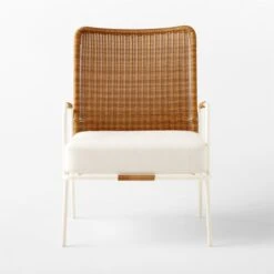 Colombe Ivory Metal And Rattan Outdoor Lounge Chair With Ivory Sunbrella® Cushions -Optimal Furniture Store ColombeBlancLoungeChairSOSSS23