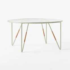 Colombe Round Green Metal Outdoor Dining Table With Glass Top -Optimal Furniture Store ColombeVertDiningTable3QSSS23