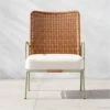 Colombe Green Metal And Rattan Outdoor Lounge Chair With Ivory Sunbrella® Cushions