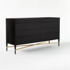 Connoisseur 8-Drawer Black Oak Wood Dresser Model 1006 -Optimal Furniture Store ConnoisseurWideDresser3QSSS21