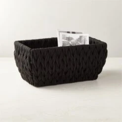 Conway Rectangular Black Cotton Storage Basket Small -Optimal Furniture Store ConwayBasketBlackSHS22