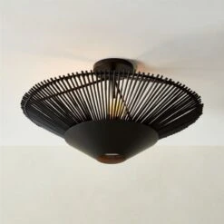 Copa Tiered Blackened Rattan Flush Mount Light -Optimal Furniture Store CopaTrdBlkRttnFlshMountROF22