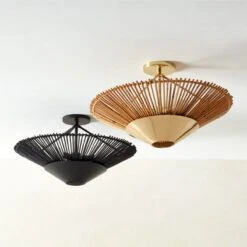 Copa Tiered Blackened Rattan Flush Mount Light -Optimal Furniture Store CopaTrdRttnFlshMountsGrpFHF22