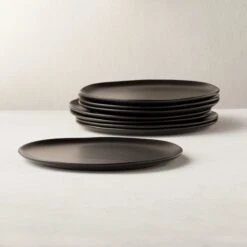 Crisp Matte Black Dinner Plate Set Of 8