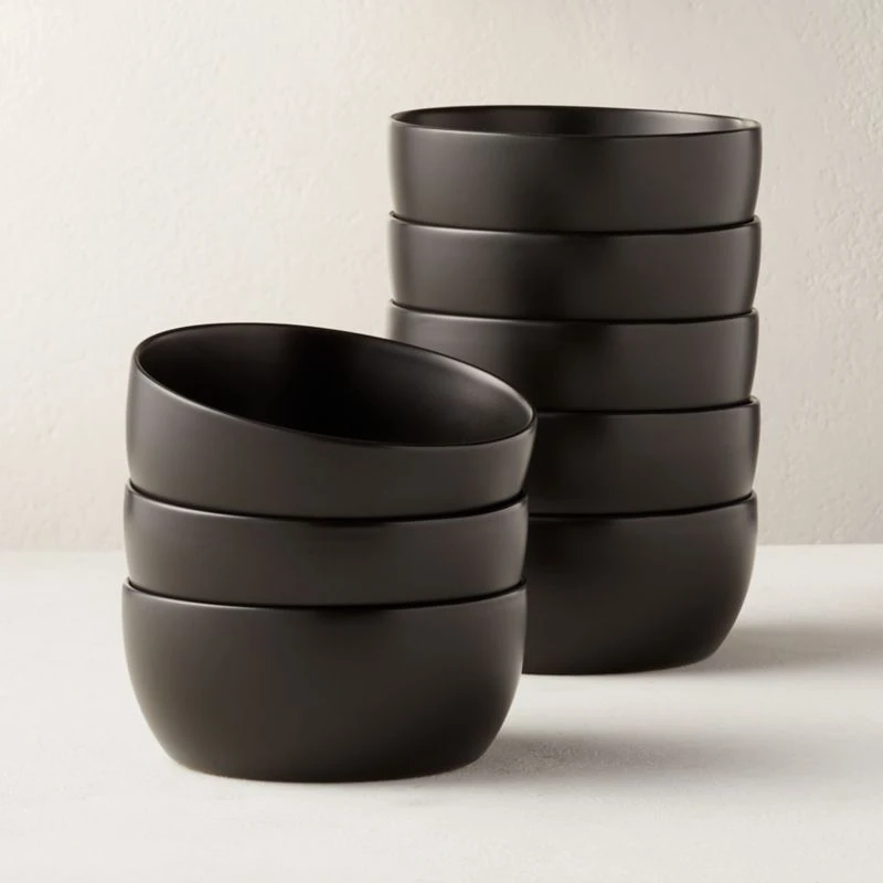 Crisp Matte Black Soup Bowl Set Of 8 1 Crisp Matte Black Soup Bowl Set Of 8